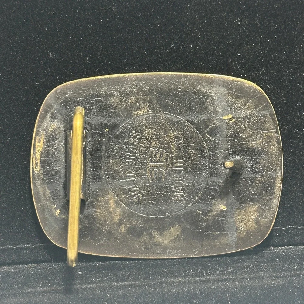 Vintage Abe E Neufeld & Sons Brass Combine Wheat Farm Advertising Belt Buckle